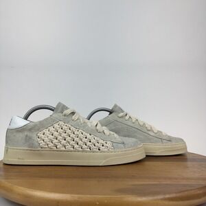 Womens P448 JackT Blue Leather Knit Comfort Casual Sneakers Shoes Size 40 GUC